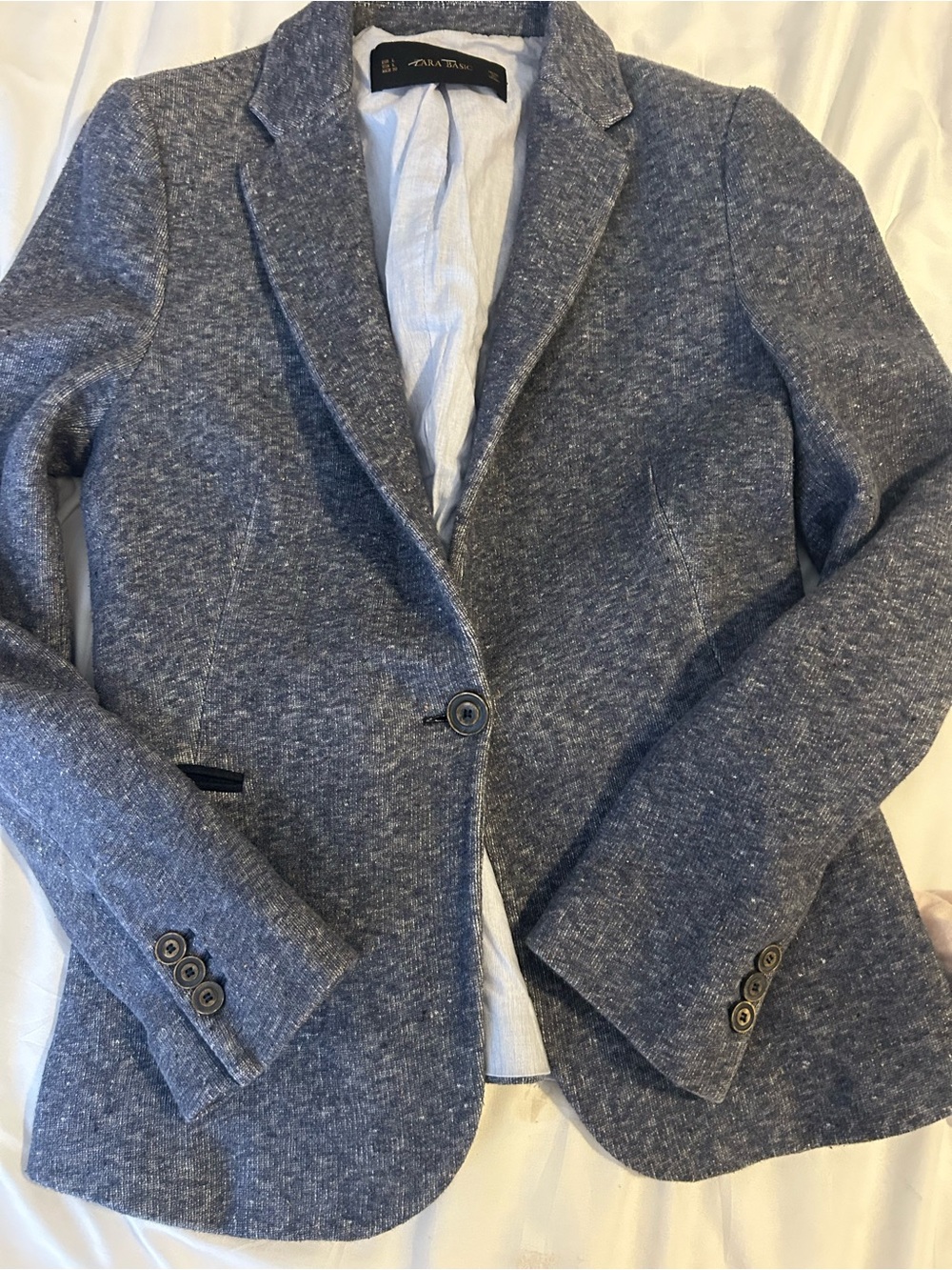 ZARA Blue Heathered Knit Blazer - Women's Jacket